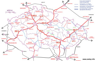 Mapa sítě vysokorychlostních železnic (VRT)